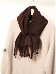 Thick Long Shawl/Blanket, 280g - Rust Brown - View 3