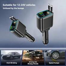 四合一星空车载充电器，120W快充车载充电器，USB-C车载充电器适配器，带星空车顶的车载配件，USB接口车载手机充电器，180°可调节插头 - 黑色 - 查看 7