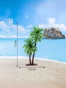 نخلة جوز الهند الصغيرة المحاكية للمناظر الطبيعية، نموذج منظر طبيعي لطاولة الشاطئ، نباتات نخلة جوز الهند المزدوجة لديكور الكتب، اكسسوارات صغيرة للزينة، حوض السمك، ديكورات حديقة خارجية