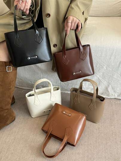 Fashionable Retro Contrast Color Handbag, Versatile For Commuting