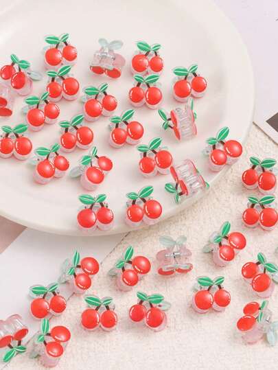 20 قطعة مشابك شعر على شكل كرز أحمر جميلة، إكسسوارات شعر على شكل فاكهة ممتعة، مشابك ديكور شعر مضفر، مناسبة لديكور تسريحات الشعر اليومية، ملابس احتفالية حلوة، ملابس شارع Y2K