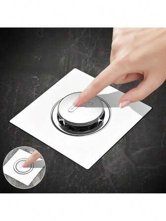 Step On The Floor Drain, Step On The Floor Drain Deodorizer, Press Type Bouncing Core, Sewer Anti Backflow Universal Stainless Steel Panel+Plastic/Brass Core