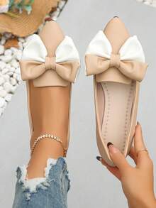 Apricot PU-apricot and White Two-tone Bow