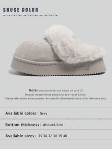 HUANQIU Christmas Gift - Women's Winter Slippers - Thick Sole Flat Plush Slippers: Warm And Comfortable Thick-Sole Snow Boots, Women's Short Casual Shoes, Suitable For Women In Winter, Plush Shoes. - Light Grey - View 7