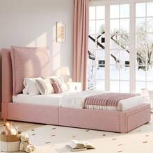 Polsterbett,Einzelbett,90 X 200cm, Functionsbett, Bett Mit Lattenrost, Kopfteil Und Großem Stauraum, Gepolstertes Kopfteil, Chenille, Pink - Pink - View 6