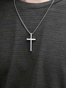 1 Piece Of Simple And Fashionable Hip-Hop Street Style Cross Pendant Stainless Steel Necklace Suitable For Men To Wear On The Street Every Day - Multicolor - View 6