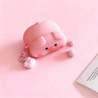 1pc Cute Pink Pig Shaped Earphone Case