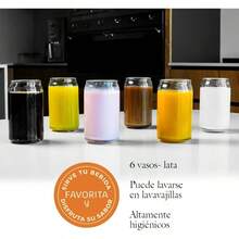 Set De 6 Vasos De Vidrio De 470 ml Con Forma De Lata De Refresco Transparente Con Tono Verde, Vasos De Taza De Caf Helado Y Cerveza, Cristalera Para Bebidas Fras Y Calientes - Transparente - Ver 8