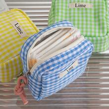 1 件装韩版格子迷你女士口红包旅行便携小化妆包拉链便携卫生棉条包，小巧可爱卫生巾包，多功能旅行收纳包，图案可爱，适合存放女性个人护理用品，女士礼物，圣诞礼物，女士送礼佳品，化妆包，旅行必备 - 彩色 - 查看 8