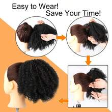 Drawstring Ponytail Afro Kinky Curly Ponytail For Women Short Afro Puff Ponytail Bun Synthetic Hairpiece - 2 - Xem 5