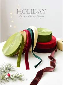 1pc (Multiple Colors Available) - Elegant Velvet Ribbon Gift Wrapping DIY Bow Decoration Ribbon - Burgundy - View 4
