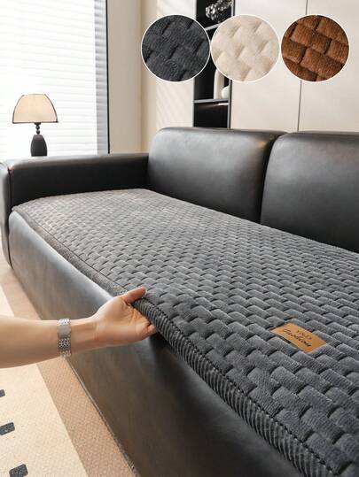 1pc Thick Quilted Flannel Sofa Cushion, Modern Minimalist Style Pet-Friendly Anti-Dirty Anti-Slip Sofa Cover, Autumn/Winter Anti-Scratch Sofa Protector Suitable For L-Shaped Combination Sofa And 1/2/3/4 Seat Sofa (Sold Individually)