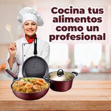 Juego sartenes y olla antiadherente 3 piezas vino, batería cocina hogar, menaje resistente fácil limpiar, utensilios culinarios premium - Tipo de Enchufe A USA (110-127V) - Ver 5