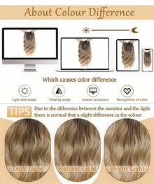 14 Inch Wavy Hair Topper 6.5''X6.5'' Base Wig For Ladies Synthetic Hair Pieces For Women With Bangs - Ombre Brown to Golden Blonde - 查看 7