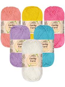 6 件/套 精致柔软舒适毛线，每件 50 克，4 股，多用途，可用于钩编/编织钱包、衣服、地毯，适合 DIY 情人节礼物、制作钱包、手提包等。