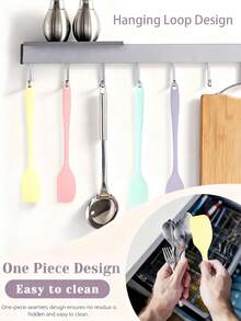 Silicone Spatula With Hanging Hole Long-Handled Silicone Jar Scraper Spatulas Heat-Resistant Silicone Scraper Cream Cake Spatula Baking Shovel Knife For Spreading Cream Jam And Butter Easy To Clean Baking Tool For Kitchen Baking Cake Decorating Outdoor Camping Picnic Essentials - Multicolor - View 7