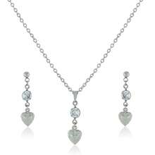 Women's Set: Earrings, Necklace, Cubic Zirconia, Crystal, And Heart, Stainless Steel Costume Jewelry - 銀色 - 查看 2