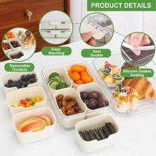 A Divided Tray With Lid And Handle, A 4/8-Compartment Plate, A Transparent Detachable Portable Snack Box With Lid And Sturdy Handle, Suitable For Fruits, Vegetables, Salads, Candy,Nuts - Perfect For Travel, Camping And Picnics.Travel Essential,Kitchen Essentials,Kitchen Storage,Storage Container - White - View 7