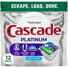Cascade Platinum Dishwashing Pods, Dishwashing Detergent, Dishwashing Soap, Fresh Scent, Powerful Stain Remover (71 Pods) - 彩色 - 查看 2