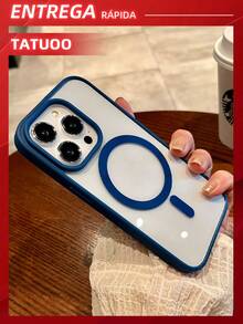 1 Piece Magnetic Wireless Charging Case, Clear Acrylic Hard Case, Compatible With IPhone 15pro Max/14/13/12/11 - Xanh đậm - Xem 2