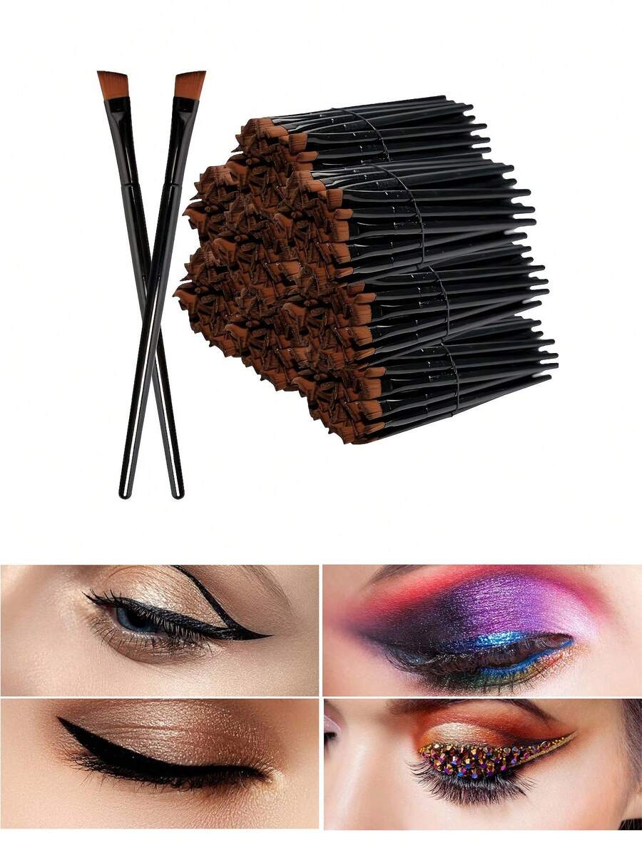 20支/12支/5支斜头刀片眼影刷，眉唇刷，眼影刷，平头晕染刷，眼下细节刷，化妆工具，眼部化妆刷 - 彩色 - 查看 1