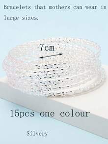 15pcs Minimalist Unique Threaded Stacking Bangle Bracelets - one-size - View 16
