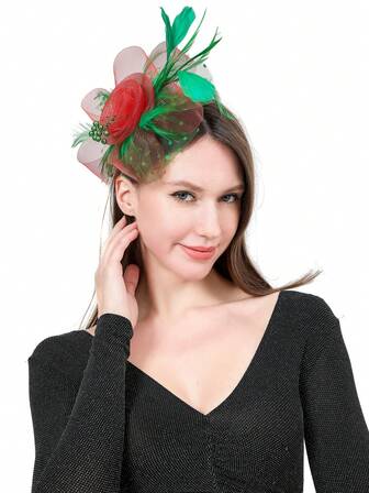 YBYR 1 Pc Fascinators Hats For Women Tea Party Hats 1950s Kentucky Derby Hats Hair Clip For Bride Wedding Party Birdcage Veil Headband Flower 1920s Headpiece For Horse Race Vintage Hats 50s Outfit Hats 1940s Victorian Hat Pillbox Hats Accessories For Women Girl Birthday Mother's Day Christmas Gift