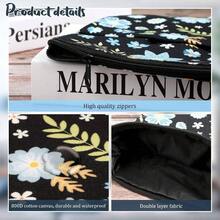 Book Sleeve Book Cover Floral Printed With Zipper Washable Fabric Teen Adult Book Lover Teacher Student Medium, 11x 8. Inch - 藍花 - 查看 7