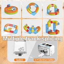 Electric Train Set, High-Speed Rail Model DIY Building Blocks, Construction Toy Blocks, High-Speed Train Carriage, Electric Suspension, Children's Track Car, Birthday Children's Day Gift Toy, 8pcs Set, 26pcs Set, 32pcs 3D DIY Track Building Block Set, STEM Car Toy Set Includes Train And Traffic Signs, Suitable For Boys And Girls - Color - View 8