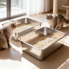 2-Pack Jumbo Cat Litter Box For Large Cats, Stainless Steel With Odor-Proof Design - Extra Large Enclosed Litter Pan, Durable & Easy To Clean, Perfect Christmas Gift For Cat Owners - 2 - Xem 8