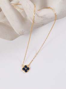 1pc Fashionable & Elegant S925 Sterling Silver Cubic Zirconia Four Leaf Clover Necklace, Suitable For Banquet, Party, New Year, Jewelry Gift