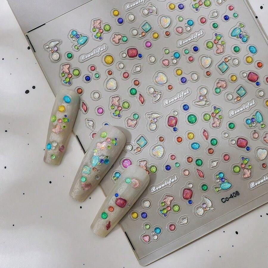 1 PCS Colorful Diamond Self-Adhesive Cartoon Nail Art Supplies, Suitable For Women And Girls, Gifts For Families - CO-408 - 查看 1