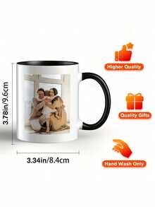 Personalizowany ceramiczny kubek do kawy o pojemności 11 uncji, personalizowany Twoimi zdjęciami, tekstem i logotypami, świąteczny kubek pamiątkowy, wysokiej jakości kubek wielokrotnego użytku, idealny do biura, domu, na Dzień Ojca, prezent na Walentynki, na urodziny, zaręczyny, śluby, ukończenia szkół (jedno-/dwustronny), najlepszy na Boże Narodzenie - Wielobarwność - Zobacz 11