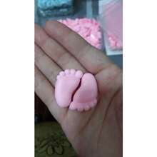 Kit Of 50 Pairs Of Mini Foot-Shaped Soaps, 3.5cm (100 Units) For Baby Gender Reveal Party. - 藍色 - 查看 2