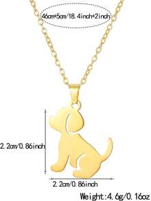 1pc Cute Animal Dog With Hollow Heart Stainless Steel Pendant Necklace, Suitable For Family, Friends, Daily Wear