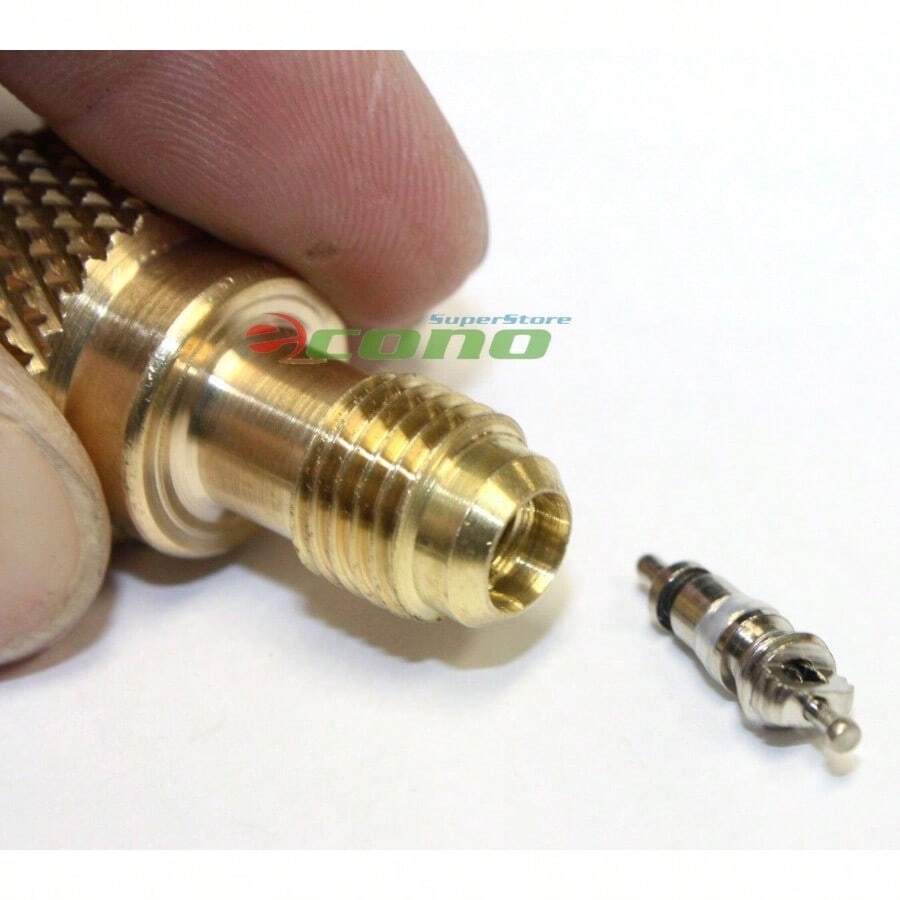 ACME AC R134a Brass Adapter Fitting 1/2and#034; MALE Flare W/ Valve Core To 1/4and#034; FEMALE - màu đen - Xem 1