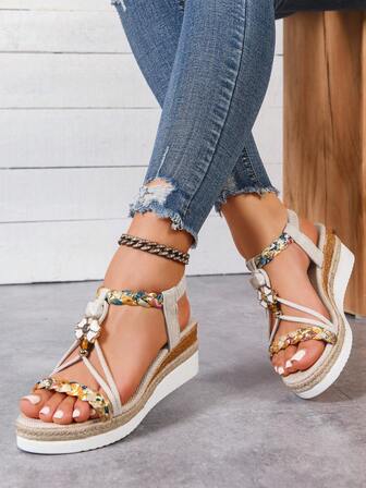 Latest Fashion Platform Wedge Sandals, Suitable For Casual Dates, Work, Parties, Pair With Dresses, Spring/Summer