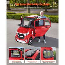 4-Wheel Enclosed Mobility Scooter For Seniors Adults, 660lbs Capacity, 3-Seater 2000W Electric Recreational Mobility Scooter 45 Miles Long Range, Remote Unlock, All-Terrain For Touring Shopping - Four-wheeled 2000W - View 2