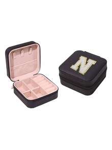 Organizer da viaggio per gioielli, scatola portaoggetti per gioielli con iniziali personalizzabili, organizer multifunzionale per gioielli, organizzazione e conservazione dei gioielli, scatola portagioie compatta, organizer per il trucco, organizer per smalti, elementi essenziali da viaggio, elementi essenziali per crociere, per anelli, collane, orecchini, conservazione dei gioielli, regali per damigelle, regali personalizzati per donne, mogli, mamme