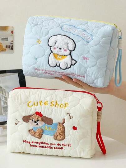 3pcs Set Portable Travel Makeup Bag, Plaid Knit Pencil Case, Large Capacity Cosmetic Bag, Student Stationery Pouch, Pencil Case, Portable Cosmetic Storage Bag, Knit Storage Bag, Plaid Knit Storage Bag For Autumn/Winter, Multi-Function Organizer Bag, Pencil Case