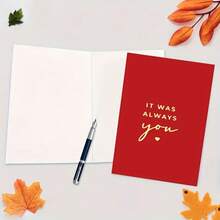 1PC Red Cartoon Themed Greeting Card With Envelope It Was Always You Golden Lettering Ideal For Valentines Day Birthdays Anniversaries Perfect For Wife Husband Girlfriend Boyfriend Includes Matching Envelope Elegant Gift Packaging Wedding Party Birthday Party Christmas Card Birthday Card Invitation Card Gift Card Greeting Card Thank You Card Wedding Card For Friends Family With Envelope - 1 cái - Xem 3