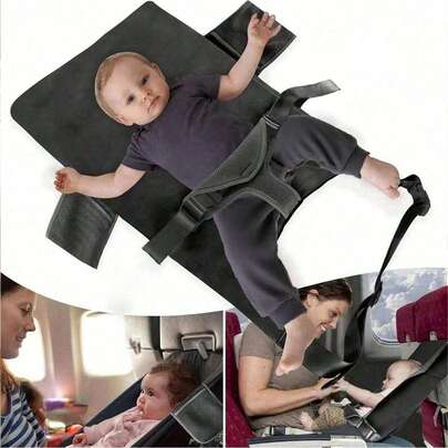 Flygplanssäng för småbarn 1-12 månader gammal bebis, bärbar småbarnssäng, resesaker för bebisar, bärbar flygplanssäng fotstöd för spädbarn med triangulära bälten, lämplig för flygplan