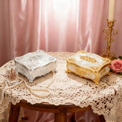 1 Hộp Đựng Trang Sức Hợp Kim Kẽm, Hộp Bảo Quản Trang Sức Thiết Kế Cổ Điển Cho Gia Đình