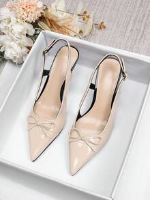 女士粗跟凉鞋，新款百搭法式露趾方头罗马凉鞋，时尚户外防滑橡胶鞋底柔和高跟女式小众设计高端凉鞋 - 杏色 - 查看 5