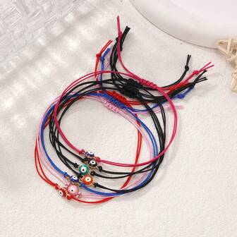1 pieza Brazalete minimalista bohemio, Brazalete del ojo del diablo, Brazalete de colores, Brazalete ajustable de doble línea, Brazalete apilable, Regalo para amigos, Brazalete para hermanas, Regalo de cumpleaños, Regalo familiar, Regalo del Día de San Valentín, Regalo del Día de la Madre, Regalo de aniversario