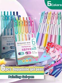 6PCS Dopamine Color Gel Pens Set, 0.7mm Retractable Painting & Journaling Pens, Vibrant Colored Hand Account Pens With Smooth Writing, Ideal For Students, Artists & DIY Crafts, Delivers Fun & Practical Creative Writing Experience