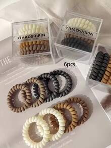 129件/套巧克力色发饰套装，包含大号方形、心形、丝带塑料发圈、螺旋发圈、无痕发夹和发带 - 适合女孩和女士，复古简约风格 - 适合所有季节日常搭配 - 2025新款时尚头饰、爪夹、礼品、发圈 - 彩色 - 查看 13