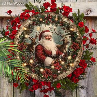 圣诞节矮人温暖冬季木制标志圣诞快乐圆形标志适用于前门壁挂装饰理想的圣诞装饰，圣诞节