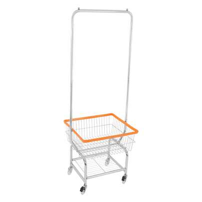ZhdnBhnos Laundry Cart,Steel Wire Laundry Cart,Laundry Basket With Wheels,Commercial Laundry Basket Cart Heavy Duty With Rod Rack 19.69x15.75x70.87in (D)