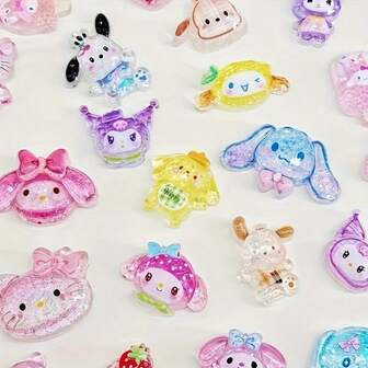  10/20/30 件装 Sanrio 闪光树脂 DIY 配件，独立包装 – 非常适合用于手工制作、笔记本、水瓶、手机壳、派对礼品和节日礼物（圣诞节、复活节、感恩节） – 无需电源